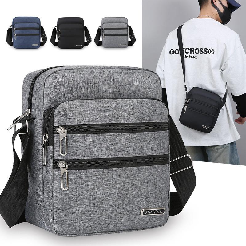 Men Crossbody Bag Nylon Urban Minimalist With Multiple Pockets For Daily Use