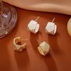 Geometric Irregular Matte Gold Earrings Women Sterling Post Copper Base Real Plated Fashion Statement