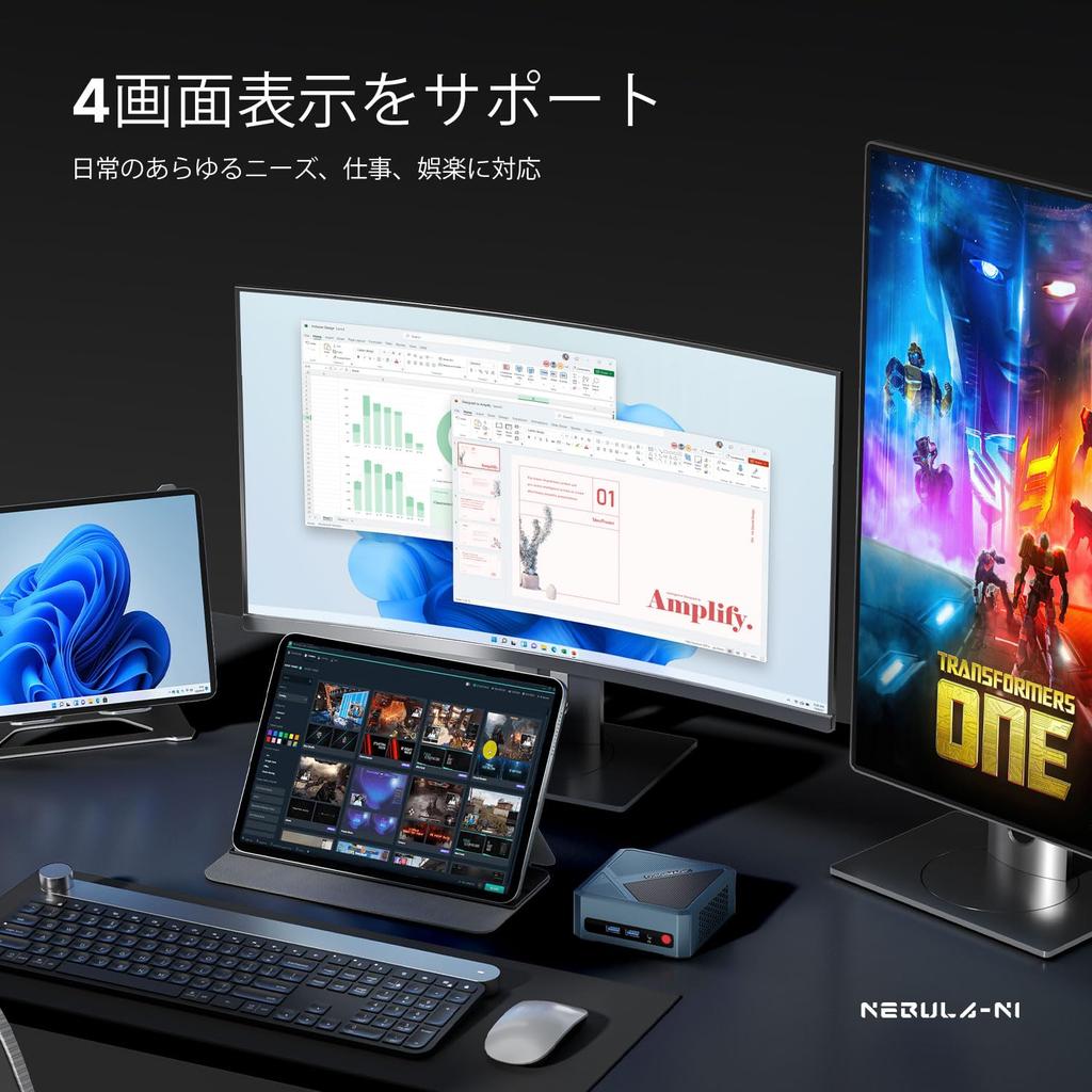 ORIGIMAGIC N1 Mini AMD Ryzen 7 5700U Up to 16GB DDR4 512GB NVMe 4K Quad Display WiFi Dual Windows 11 Pro PC, (8 Cores/16 Threads, 4.5GHz), RAM, SSD,