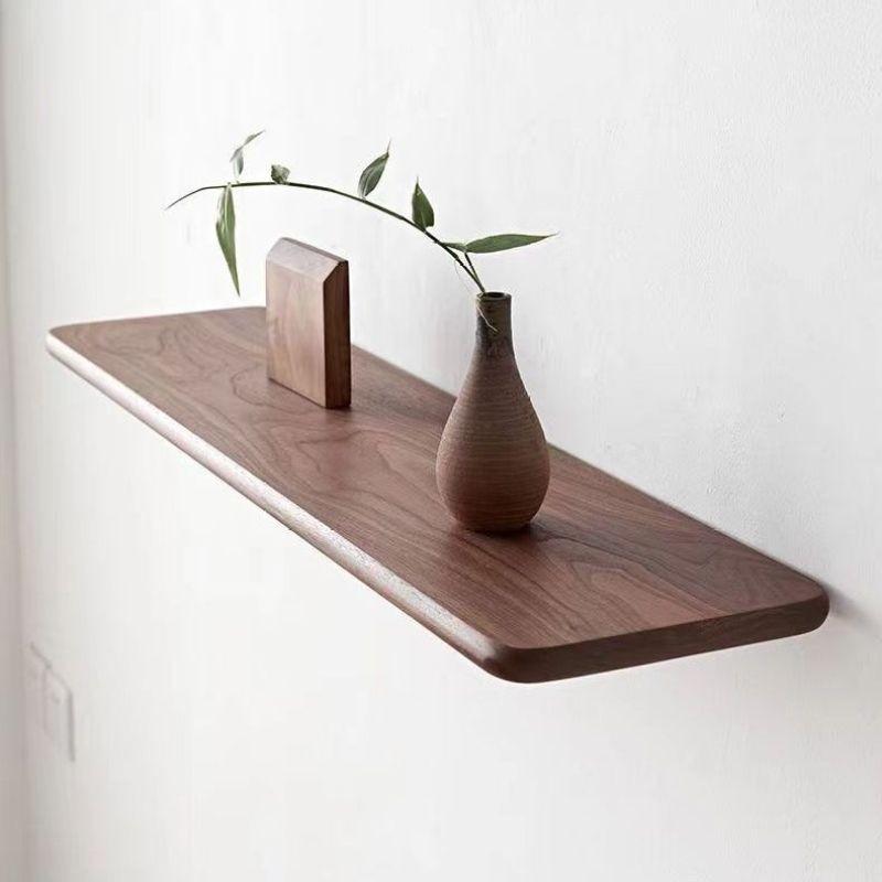 Solid Wood Flat Board Wall Mount Storage Rack Flat Partition Walnut Hanging Rack Room Decoration Storage Board