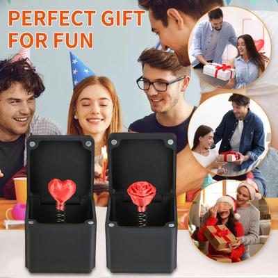 Pop Up Box Ornament Red Rose And Red Love Heart In Box 3D Printed Box with Poo Skull Inside Gag Gift for Christmas Birthday Valentine's Day