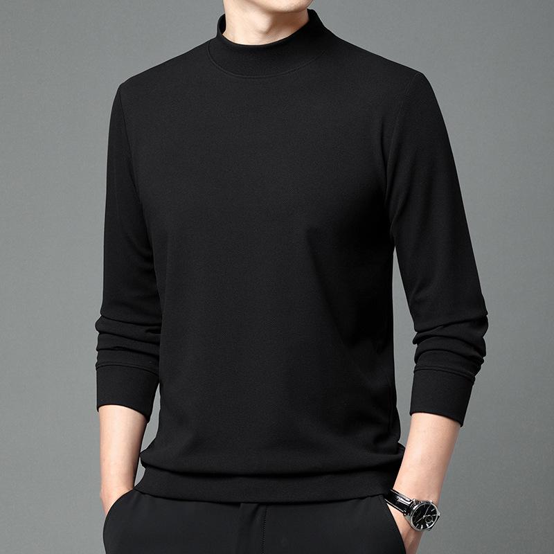 

Мужской осенний свитшот в корейском стиле с высоким воротом - Молодежная повседневная футболка с длинным рукавом из немецкого вельвета M