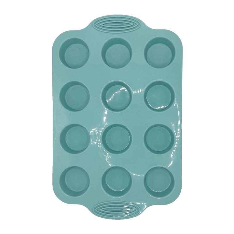 Non-Slip Silicone 12-Cavity Round Muffin and Cake Mold озеро синий