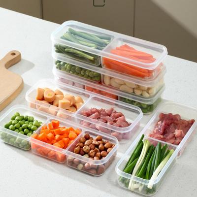 Koelkast Opbergdoos Maaltijdbox Crisper Voedselkwaliteit Plastic Afsluitbaar Voedsel Bevroren Vlees 2/3 Vakken Koelkast Opslag