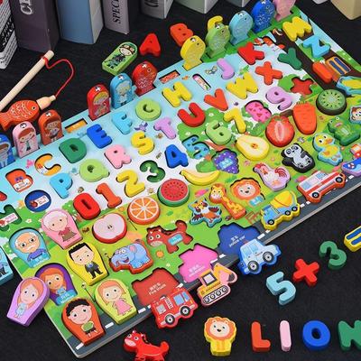 Montessori dřevěné hračky Ovoce Digitální abeceda Zvíře Dopravní postavičky Párovací puzzle Předškolní busy board Vzdělávací hračky pro děti