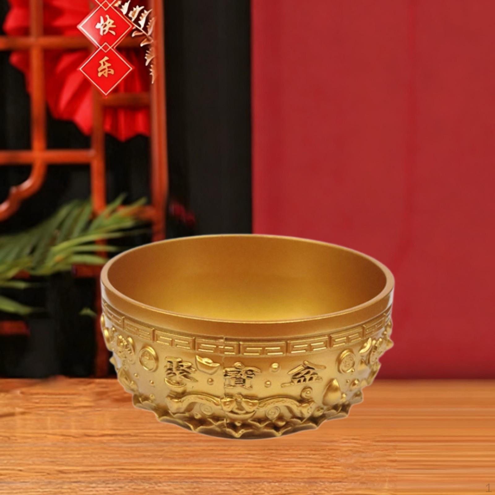 

Feng Shui Bowl Decorative Ornament Statue Alloy Collectible Figurine By Asian Tradition Suitable for 9 cm Diameter