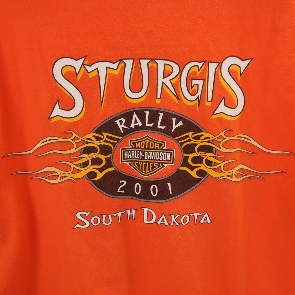 HARLEY DAVIDSON Short sleeve T-shirt XL Orange Men's Used