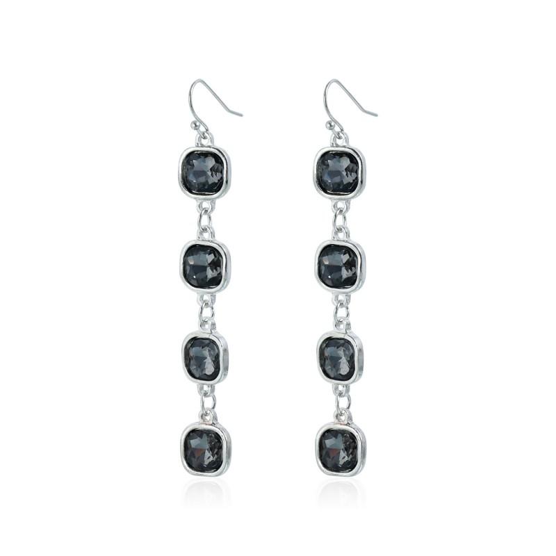 

Square Grey Crystal Double Layered Beaded Necklaces for Women Fashion Punk Personality Earrings Bracelets Party Daily Jewelry
