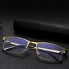 Business Metal Spring Leg Reading Glasses Men and Women Metal Square Frame Anti Blue Light Eye Presbyopia Glasses with Diopter