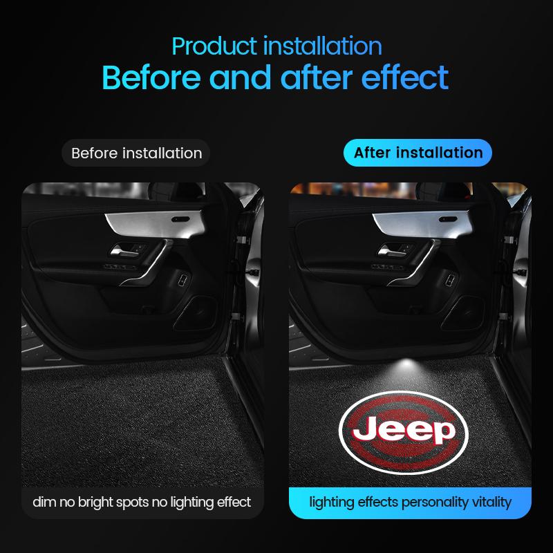 2pcs JEEP HD Car Door Welcome Light Led Projector Lamp For Jeep Renegade Compass Grand Cherokee Wrangler jk Gladiator Patriot ALO1