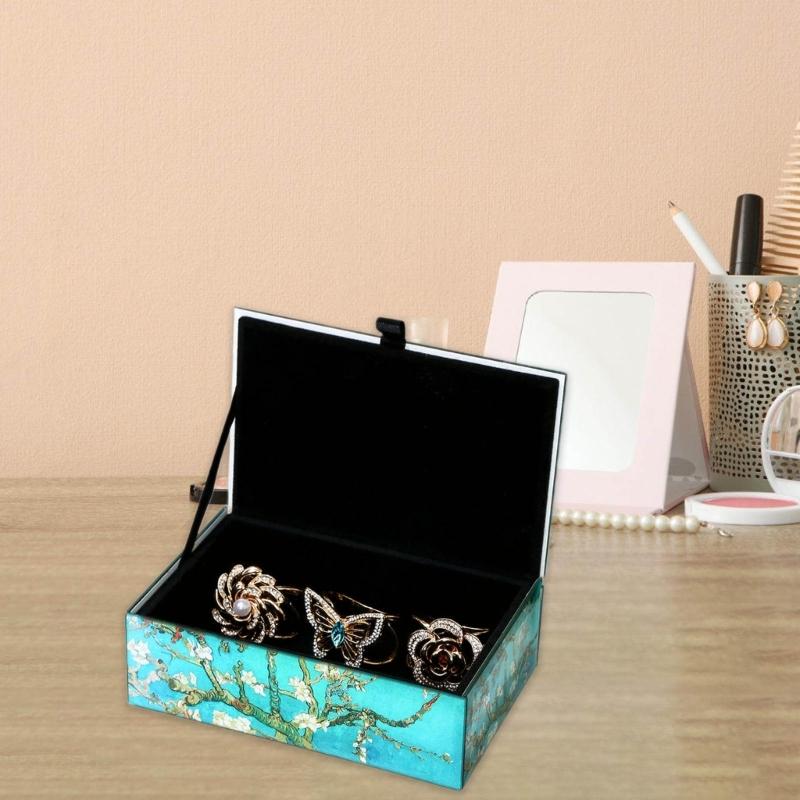 Boîte de Rangement à Bijoux en Verre Fleur Élégante Organisateurs Transparents Décoration d'Intérieur pour Organisation de Bagues Colliers et Boucles d'Oreilles