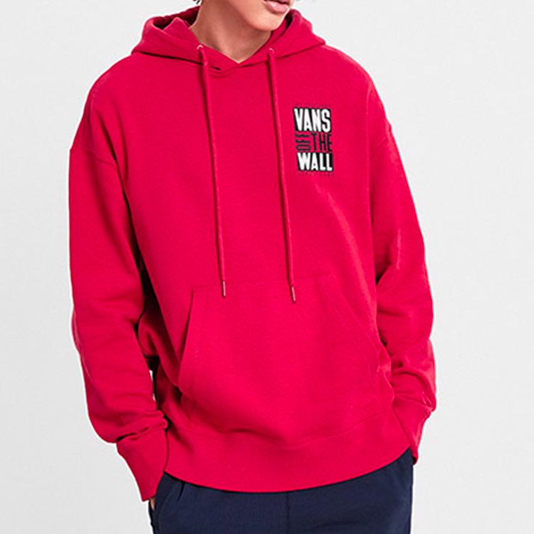 Vans Logo Print Hoodie Men Tops Red VN0A4ML3IZQ