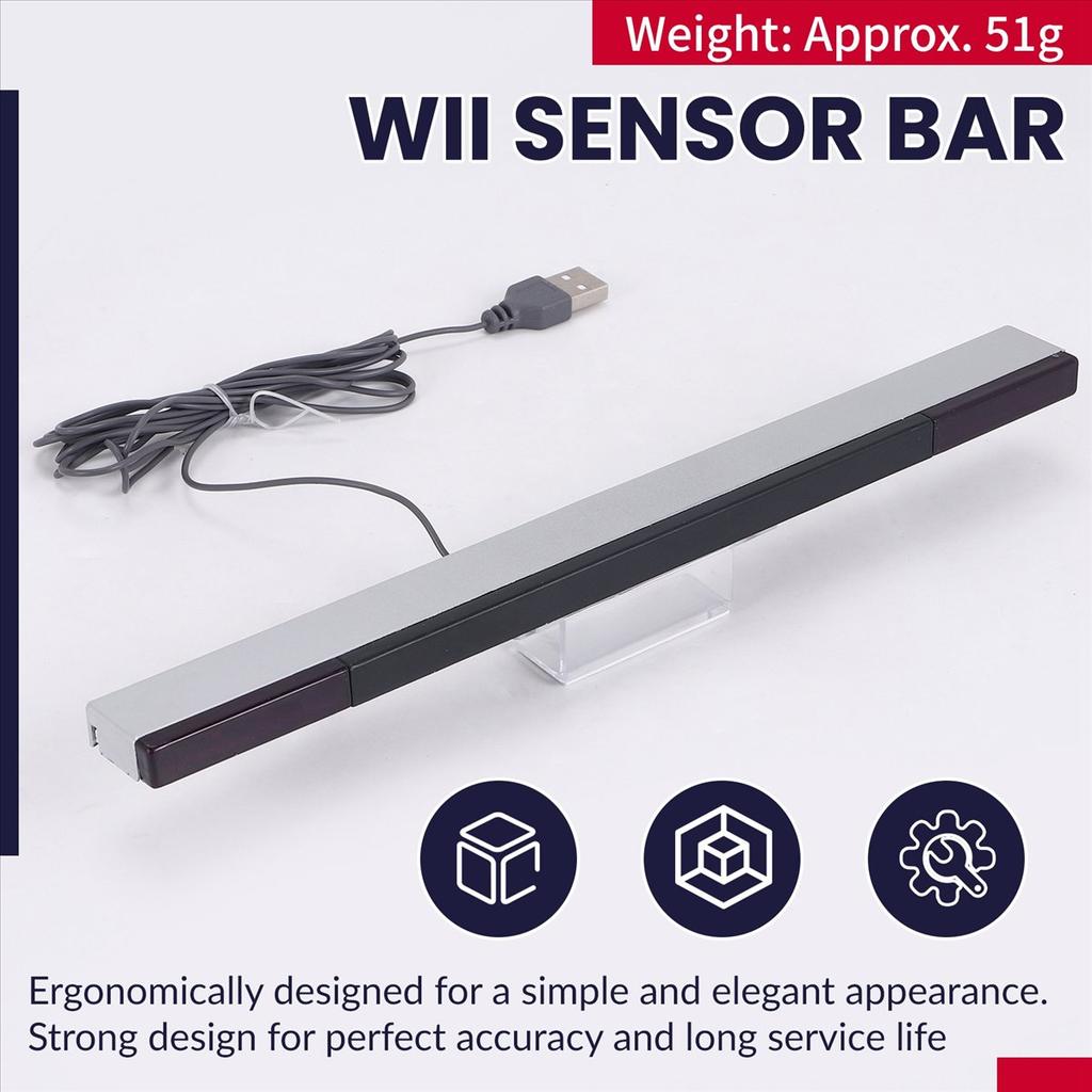 AS62 Spielzubehör für Wii Sensorleiste Kabelgebundene Empfänger IR-Signalstrahl USB-Stecker Ersatz-Sensorleisten-Empfänger für WII/WIIU