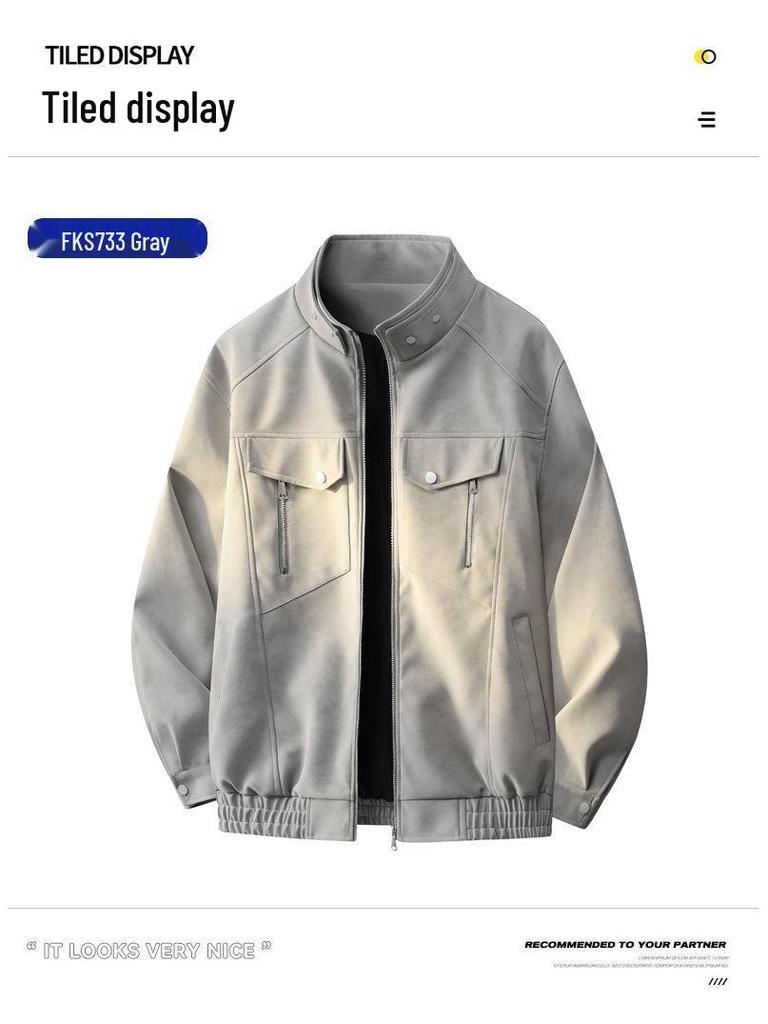 2026 Men's Casual High-End PU Leather Jacket - Hong Kong Style, Loose Fit, Lapel Design for Spring/Autumn