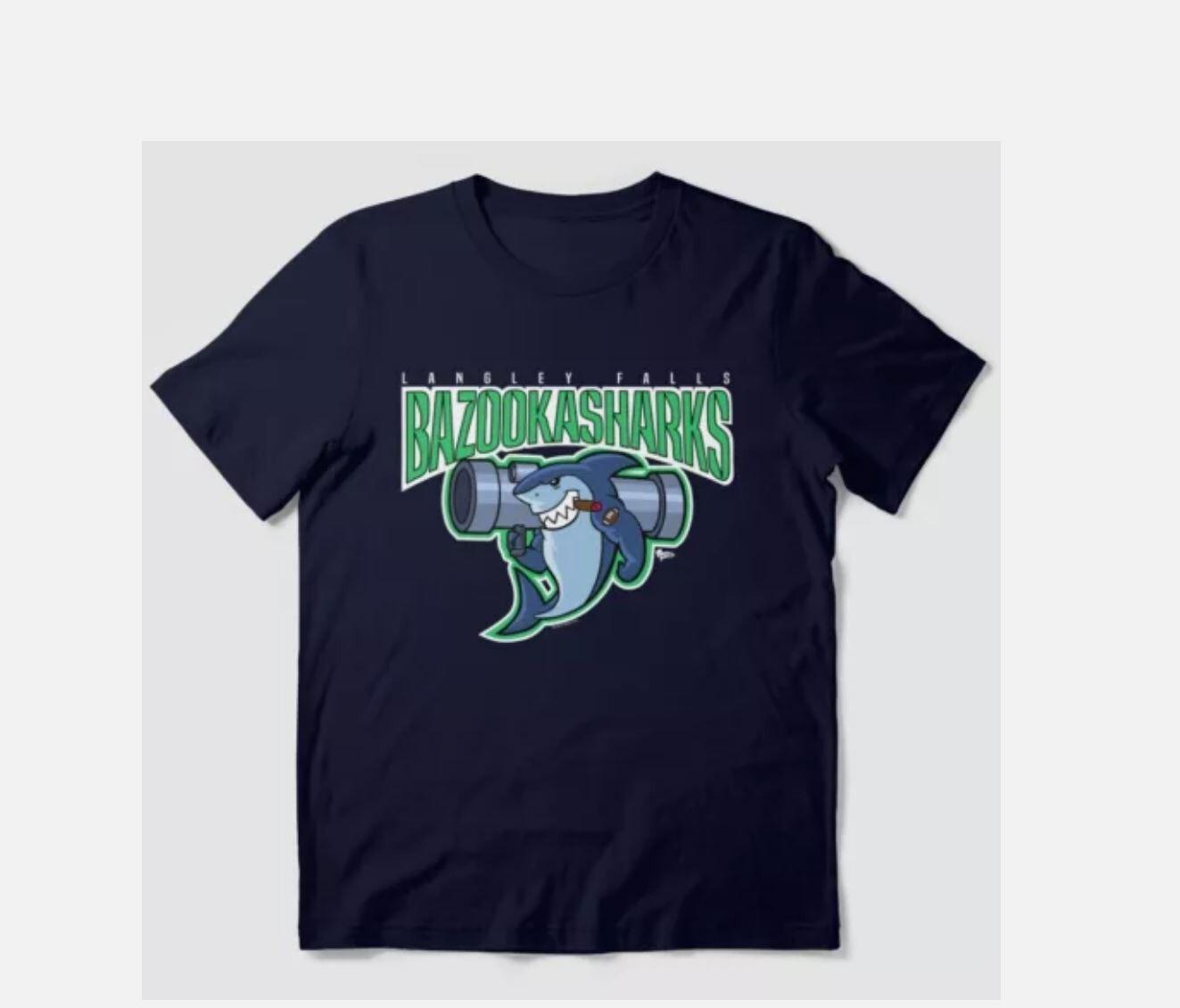American Dad Bazooka Sharks Logo T-Shirt L