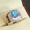 Blue Topaz Oval Cut Gemstone With 925 Sterling Silver Ring For Men's #A872 JL375669019220