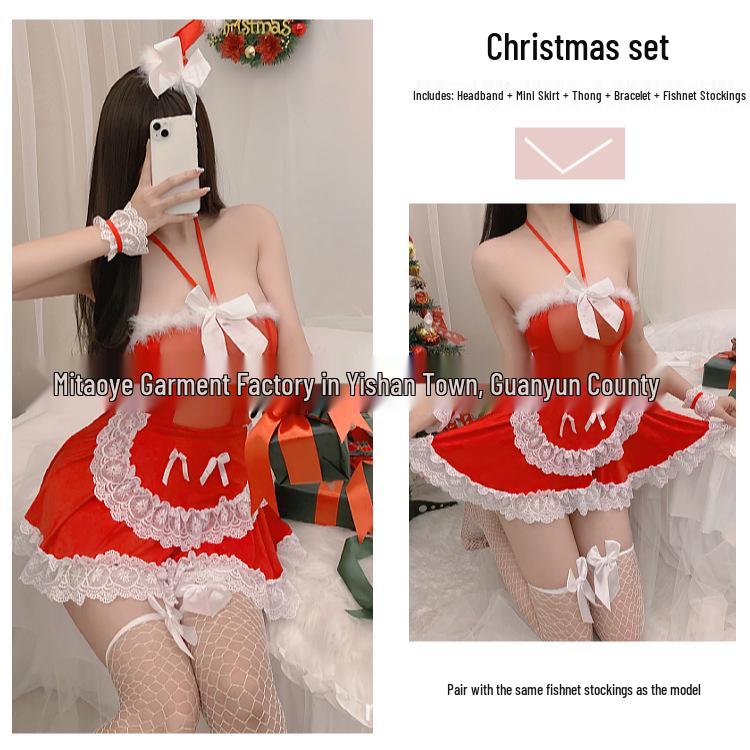 Passionate Temptation Lingerie: Sexy Maid Role Play Set for New Year & Christmas