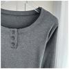 Women Ribbed Round Neck Top Long Sleeve Slim Stretch Inner Outer Basic Daily Wear