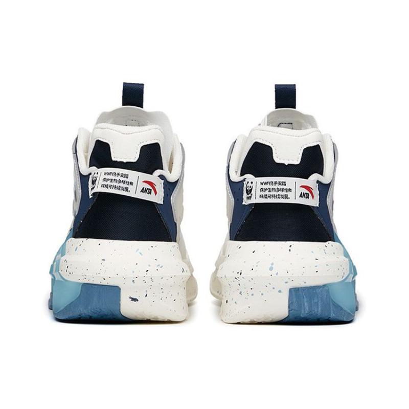 WWF Anta Bastard 3.0 Anti-Slip And Wear-Resistant Lightweight Mid-Top Skateboard Shoes White Blue Sneakers 112138081-6