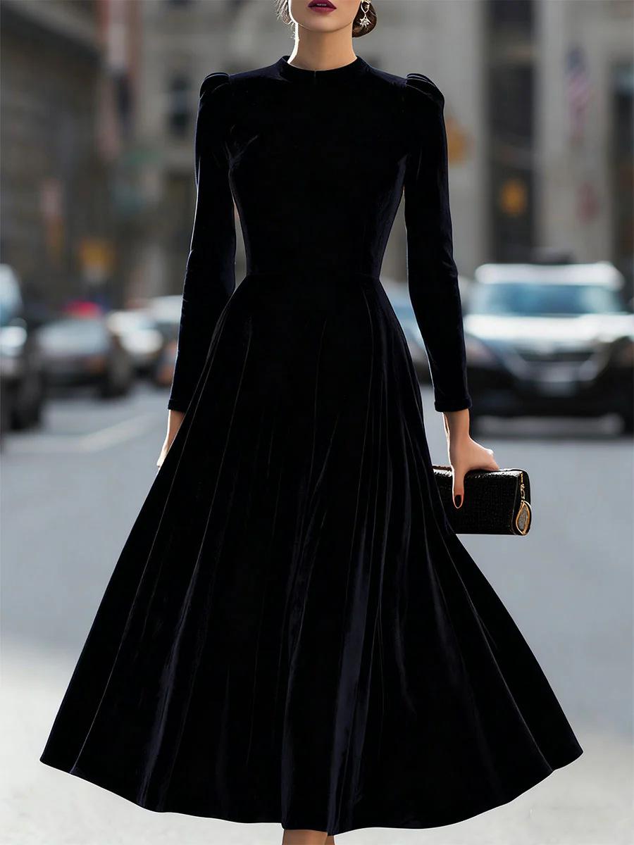 

Autumn new fashion women s clothing popular European and American V-neck off-the-shoulder short-sleeved dovetail dress dress S чёрный