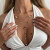 Irregular Design Tassel Necklace Hammered Texture Y-shaped Necklace Long Necklace  Vacation Style