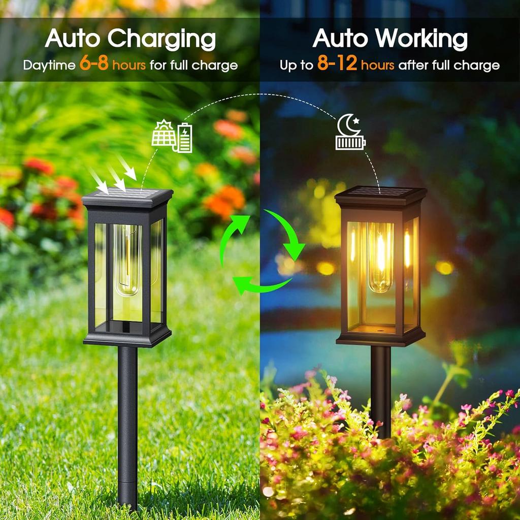 KOOPER Solar Pathway Lights Outdoor 8 Pack, 2X Bigger Solar Outdoor Lights, Bright Solar Garden Lights Waterproof, Auto On/Off Outdoor Solar Lights