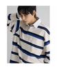 Heavy Cotton Collar Stripe Long Sleeve Tee Ivory
