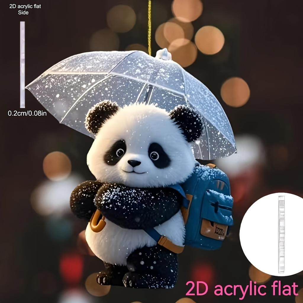 Ornamento per Auto - Ciondolo Acrilico Panda Nevoso Carino: Una decorazione 2D versatile adatta per borse, portachiavi e decorazioni per la casa. Regalo perfetto per coppie