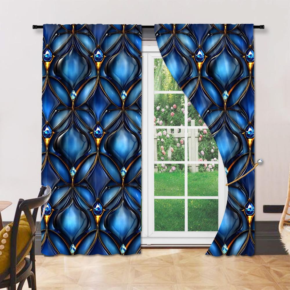 Set Of 2 Chic Inspired Window Curtains Design Easy Hanging Polyester Material Perfect Bedroom Living Room Nordic Made Sitting Treatment
