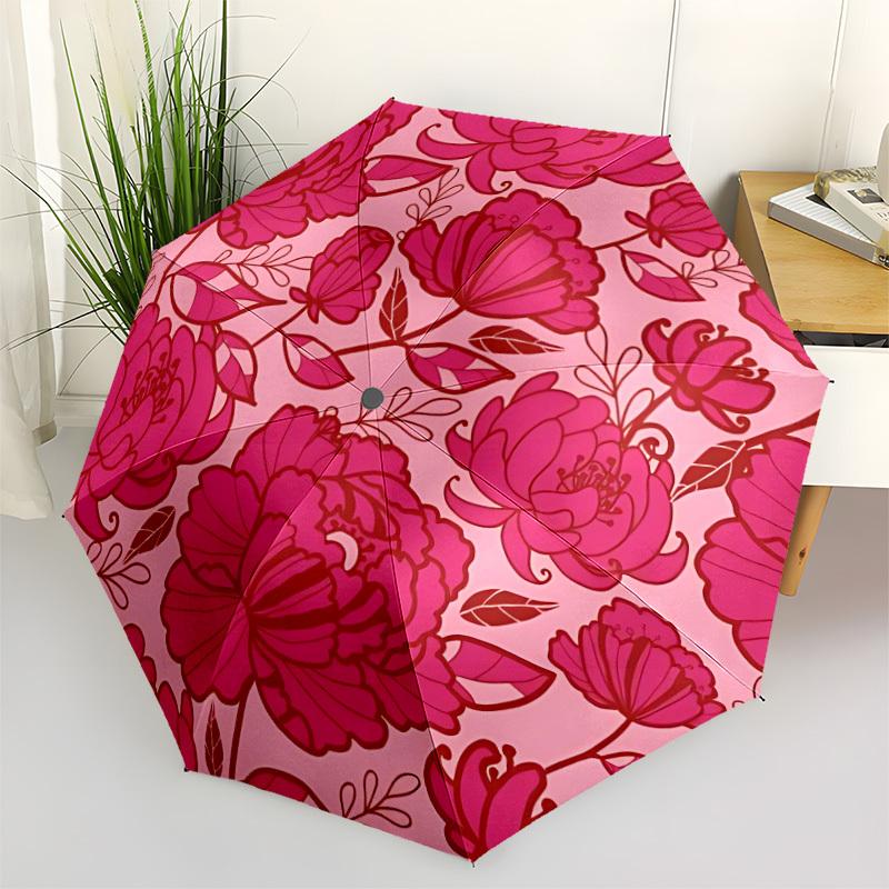 1pc Floral Pattern Umbrella Portable Home Essential Umbrella Folding Umbrella Durable Iron Frame yy251128033
