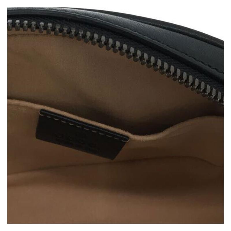 Gucci GG Marmont distressed Marmont gold logo quilted leather shoulder crossbody bag chest bag waist bag women's black