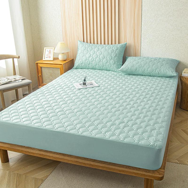 Waterproof Fitted Bed Sheet with 360 Elastic Band Quilted Mattress Protector Cover for Single Double King Queen Size Bedsheet