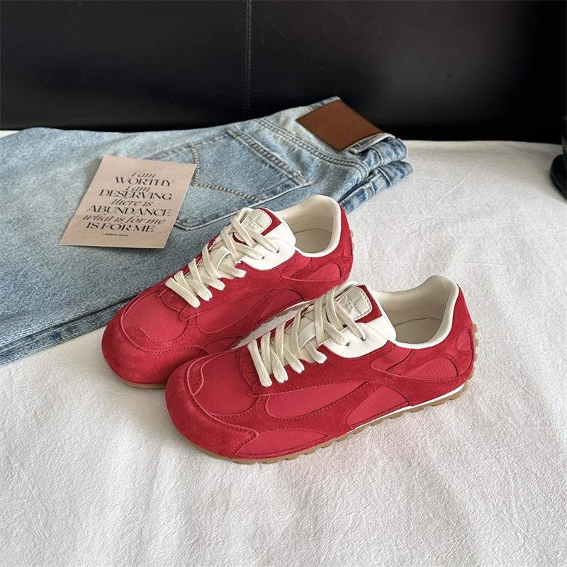 2025 Summer New Retro Color Matching Forrest Gump Shoes Women's Versatile Casual Sports Shoes Flat Comfortable Lace-up German Training Shoes