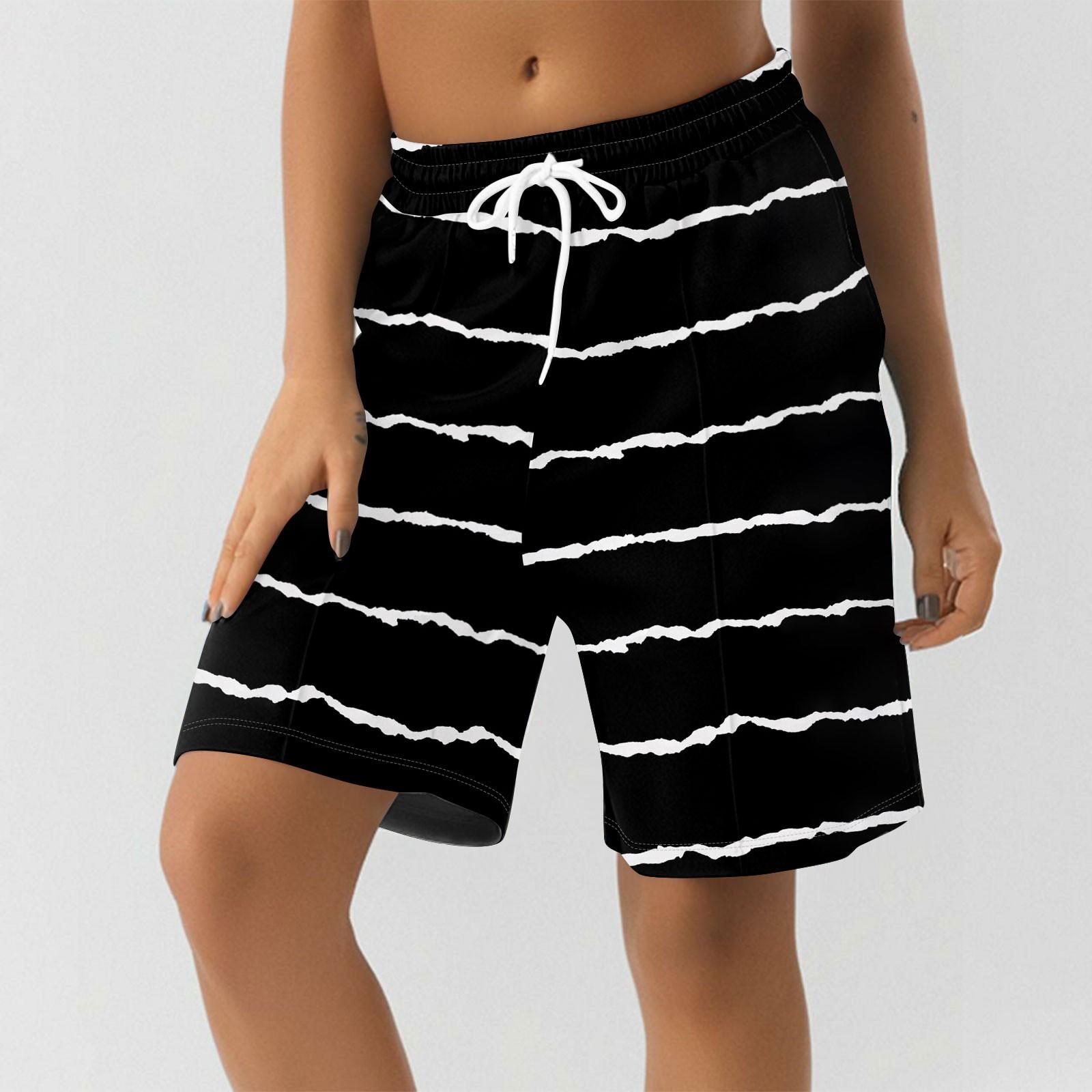 

Шорты для женщин с принтом, мягкие шорты для йоги и бега с карманами L чёрный