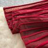 High-end Knitted Splicing Irregular Mesh Dress Women's Summer French Waist and Thin Temperament Sleeveless Long Dress
