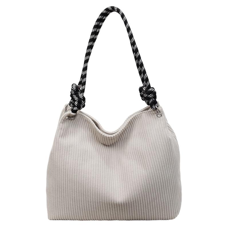 

Винтажная вельветовая сумка большой вместимости, женская однотонная сумка под мышкой/на плечо бежевый