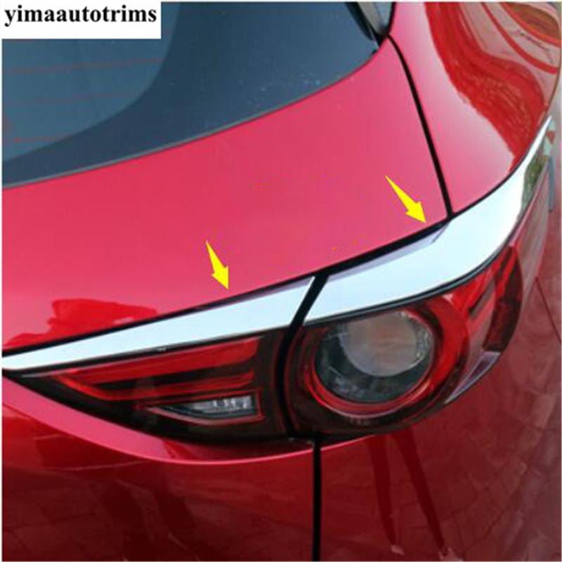 Front Head Light Eyebrow Strip / Rear Lamp Eyelid Decoration Cover Trim Carbon Fiber Accessories For Mazda CX-5 CX5 2017 -
