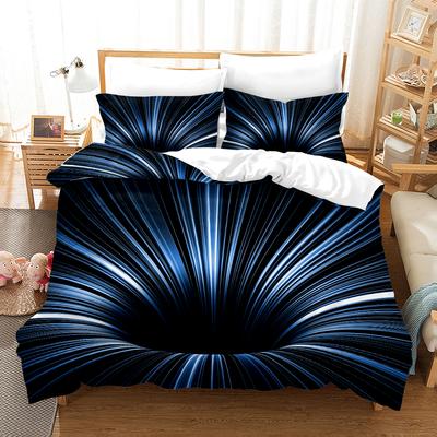 3 ensembles de literie élégants à imprimé visuel vortex 3D, ensembles de couette respirants doux et confortables pour chambres et chambres d'amis