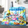 Custom Name Colorful Cartoon Cat Flannel Blanket Super Soft Warm Cozy Blanket for Sofa Bed Office Travel All‑Season Home Decor Gift