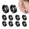 2pieces Punk Titanium Steel Ear Clip Earrings For Men Women Print Pattern Black No Pierced Fake Ear Circle New Pop Jewelry