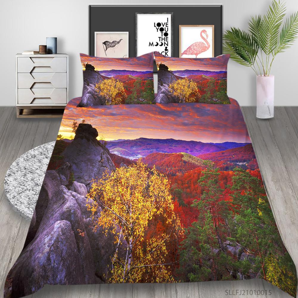 3D Maple Leaf Bedding Set Red Leaf Quilt Cover Pillow Case 2 or 3 Pieces Microfiber Fabric AU Extra Large Home Decoration