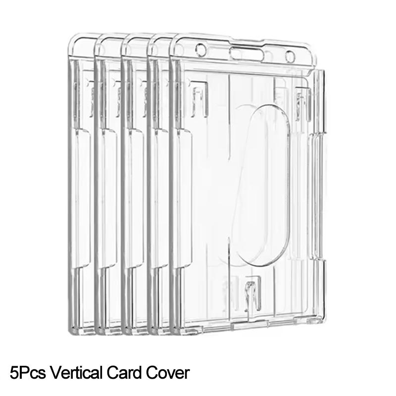 1/5Pcs Keychain Badge Reel Retractable Pass Work Permit Case Sleeve Dual Card Slot Card Holder Protector ID Tag Cover NEW