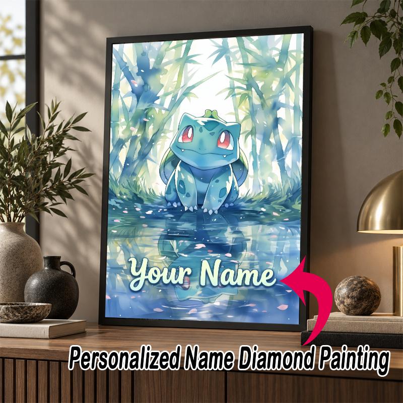 Personalized Bulbasaur Diamond Art Custom Name 5D Diamond Painting Full Drill DIY Craft