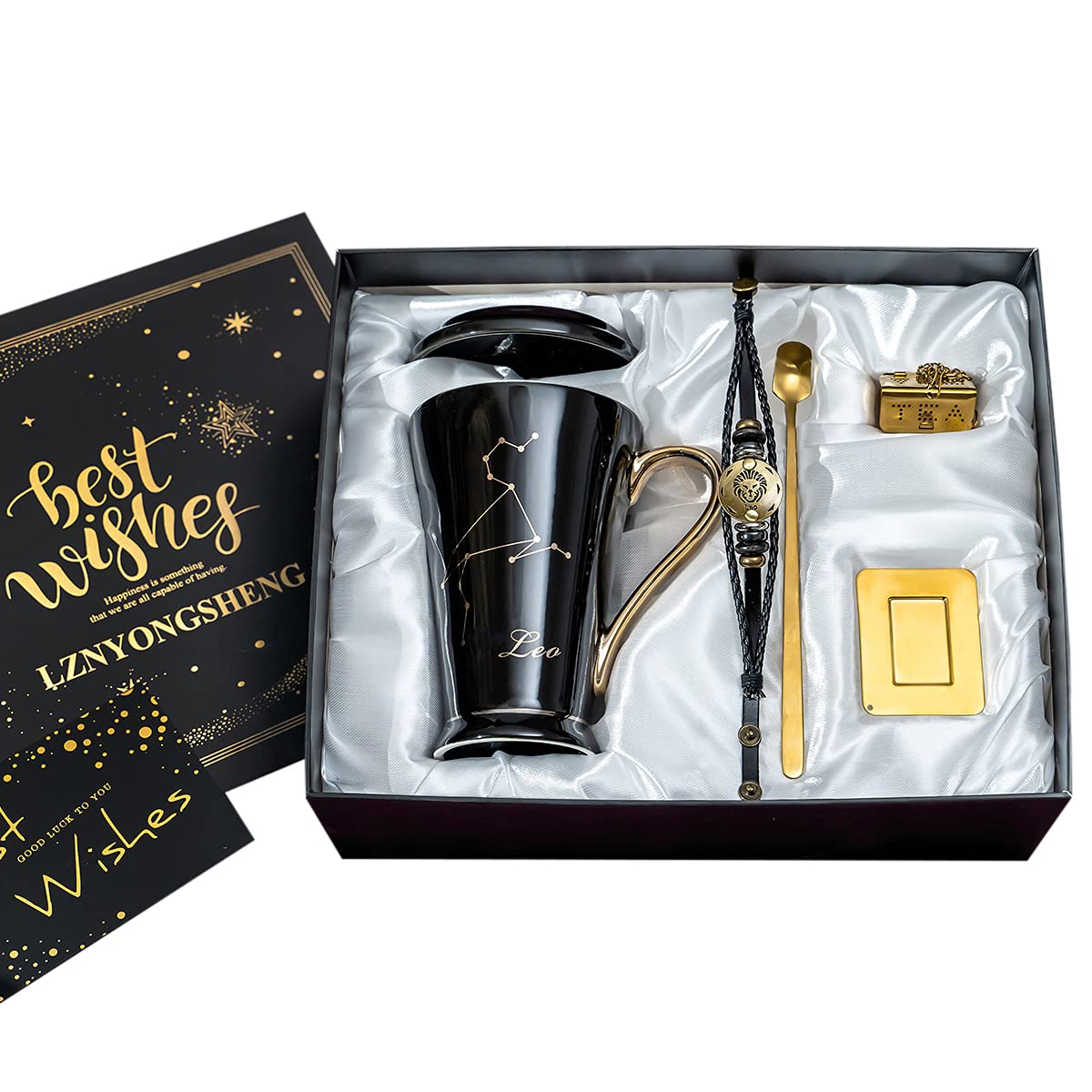 

bankoo Leo Coffee Stylish Zodiac Sign Popular Gift for Female Wedding 400ml Cup, Mug, Mom, Dad, Men, Women, Birthdays, Girlfriend, Wife, Sister, чёрный