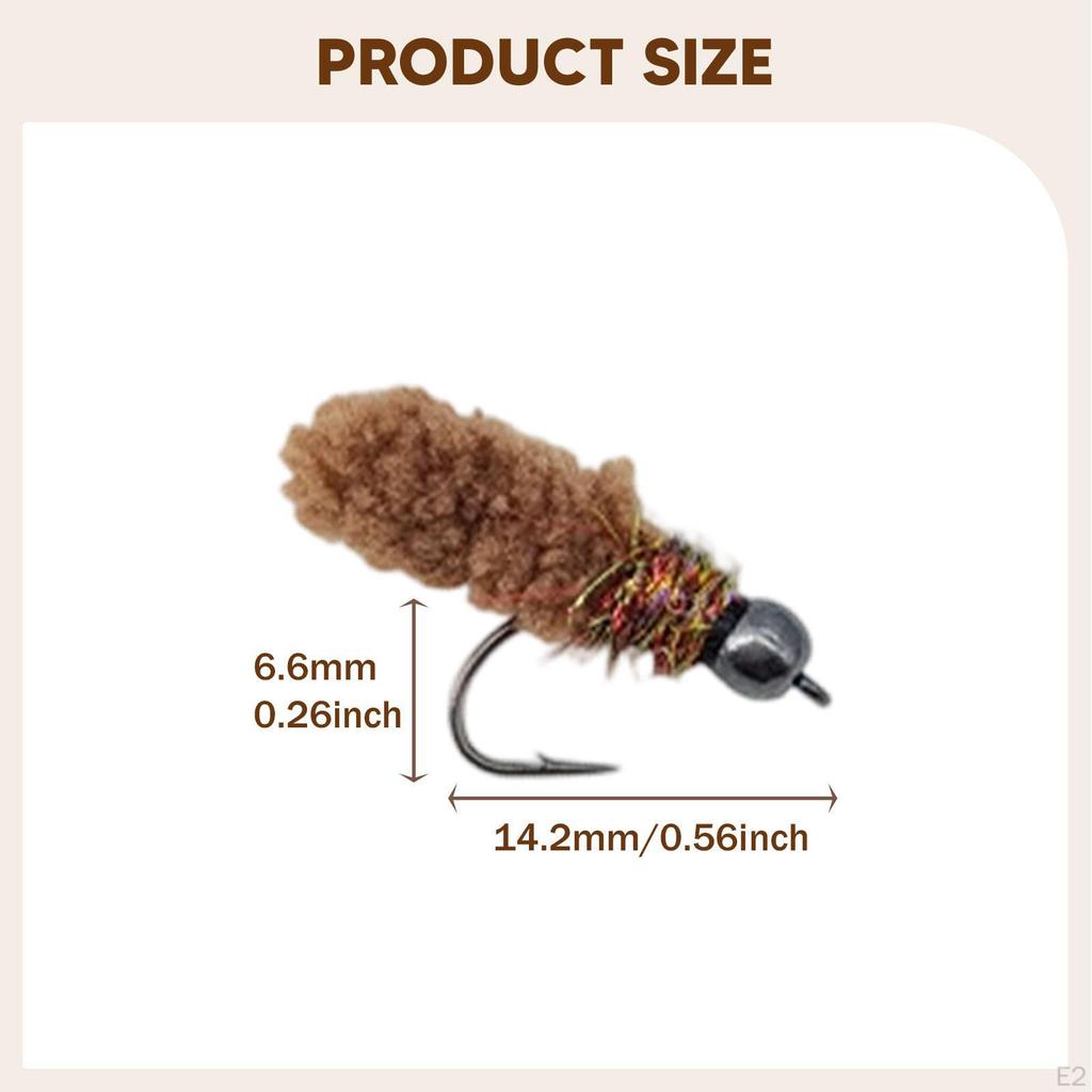 6 Pieces Fly Fishing Lures Nymphs Wet Realistic with Storage Box Artificial Baits for Bluegill Perch