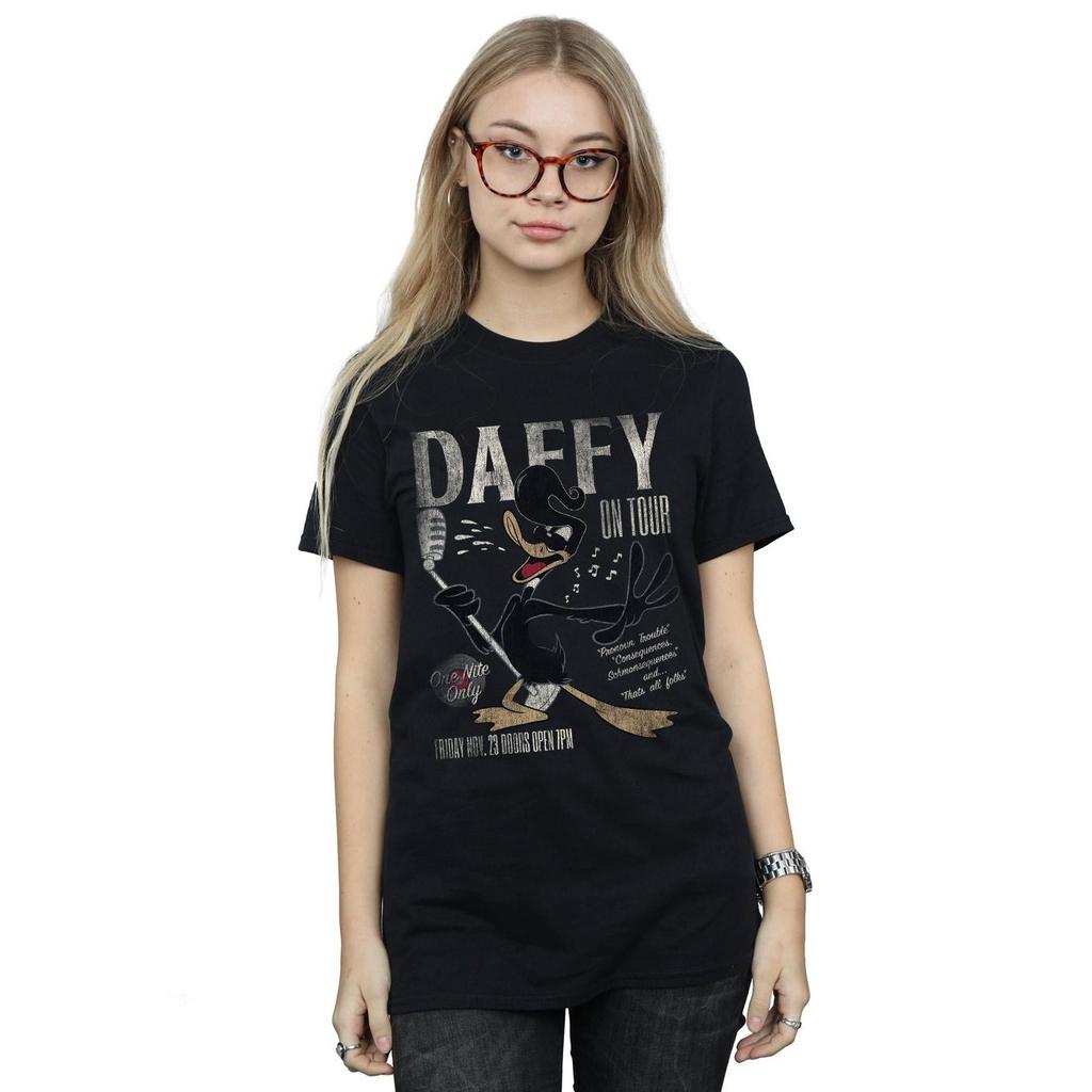 Looney Tunes Womens/Ladies Daffy Duck Concert Cotton Boyfriend T-Shirt