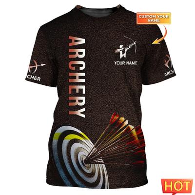 Fashion Archery Graphic T Shirts For Men Summer Trendy Short Sleeve 3D Printed Custom Name T-shirts Loose Breathable Sports Tees