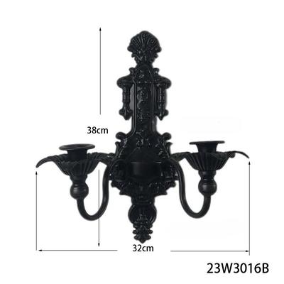 Luxuriöser Vintage Schwarzer Eisen Doppelkerzenhalter Wandmontiert Rustikales Heimdekor für Esszimmer Hochzeit Beleuchtung