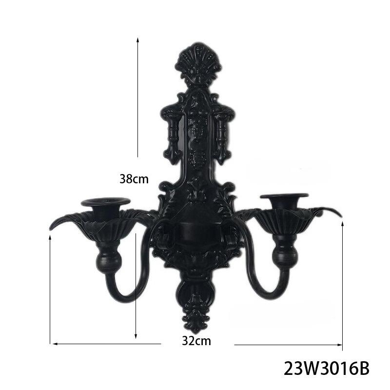 Luxuriöser Vintage Schwarzer Eisen Doppelkerzenhalter Wandmontiert Rustikales Heimdekor für Esszimmer Hochzeit Beleuchtung