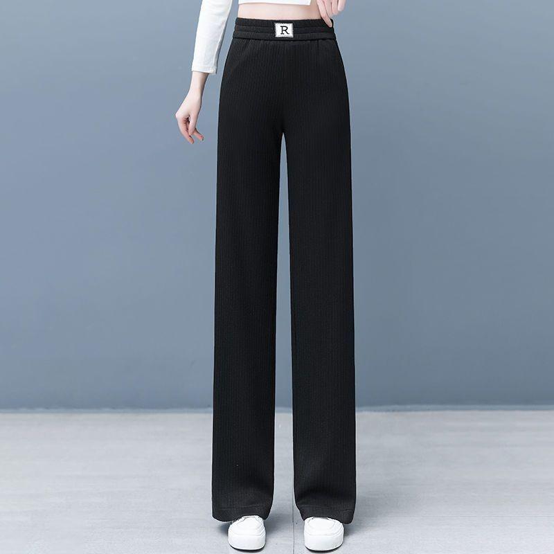 2026 Women's High Waist Chenille Wide Leg Pants - Spring/Autumn Style for Petite Women
